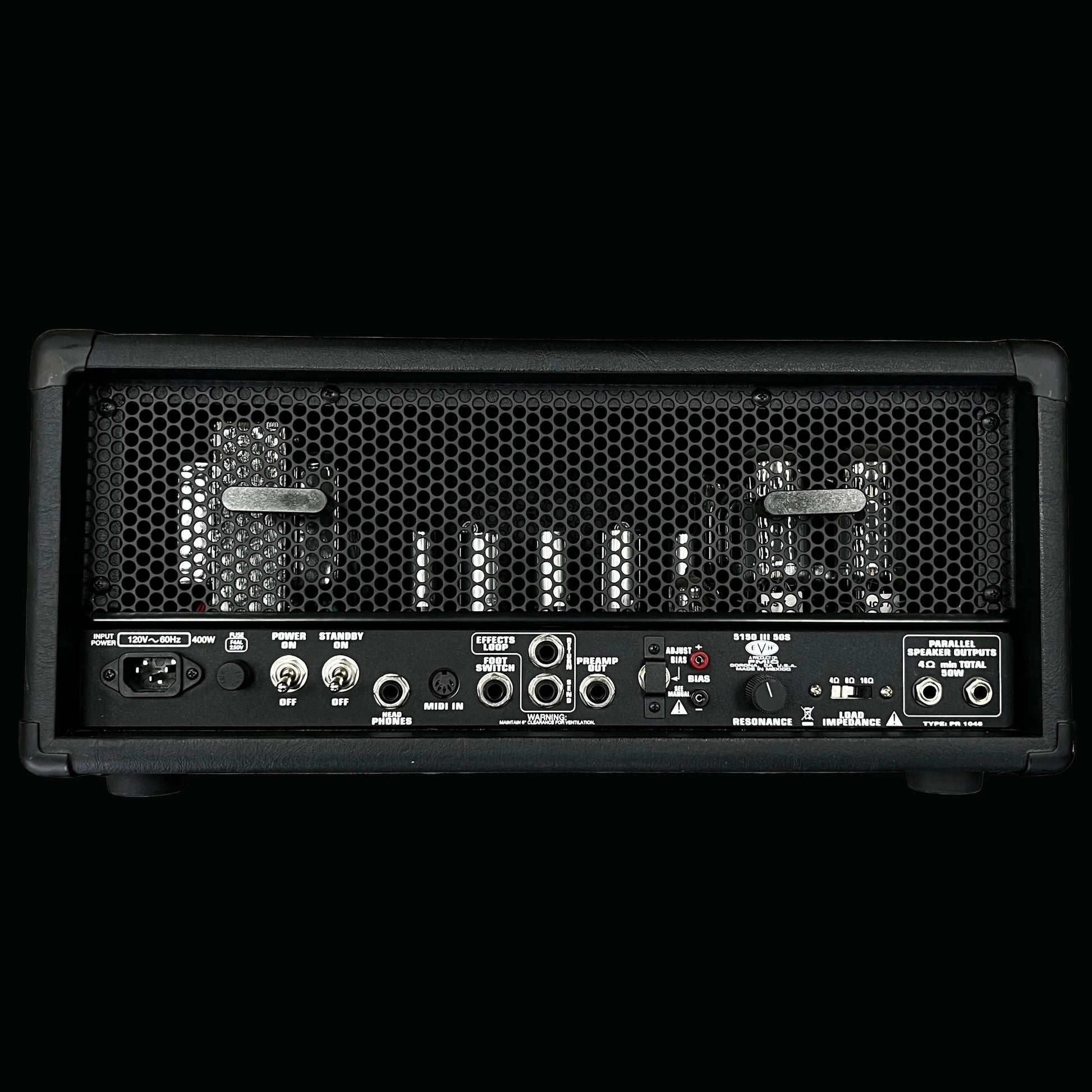 Back of Used 2021 EVH 5150 III 50S 6L6 Head Black TFW2712