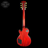 Full back of Gibson Custom Dealer Select 1959 Les Paul Standard Chambered Tejas Burst AAA Top Bigsby Ultra Light Aged.