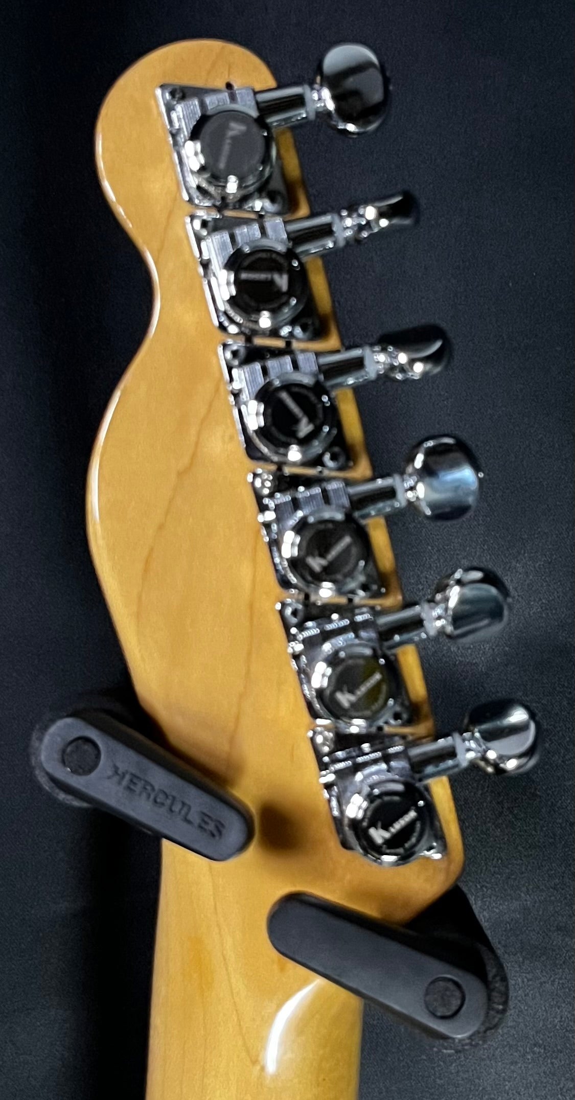 Back of headstock of Used Vintage 1975 Fender Telecaster 3 Color Sunburst w/Changed Tuners w/OHSC TFW27