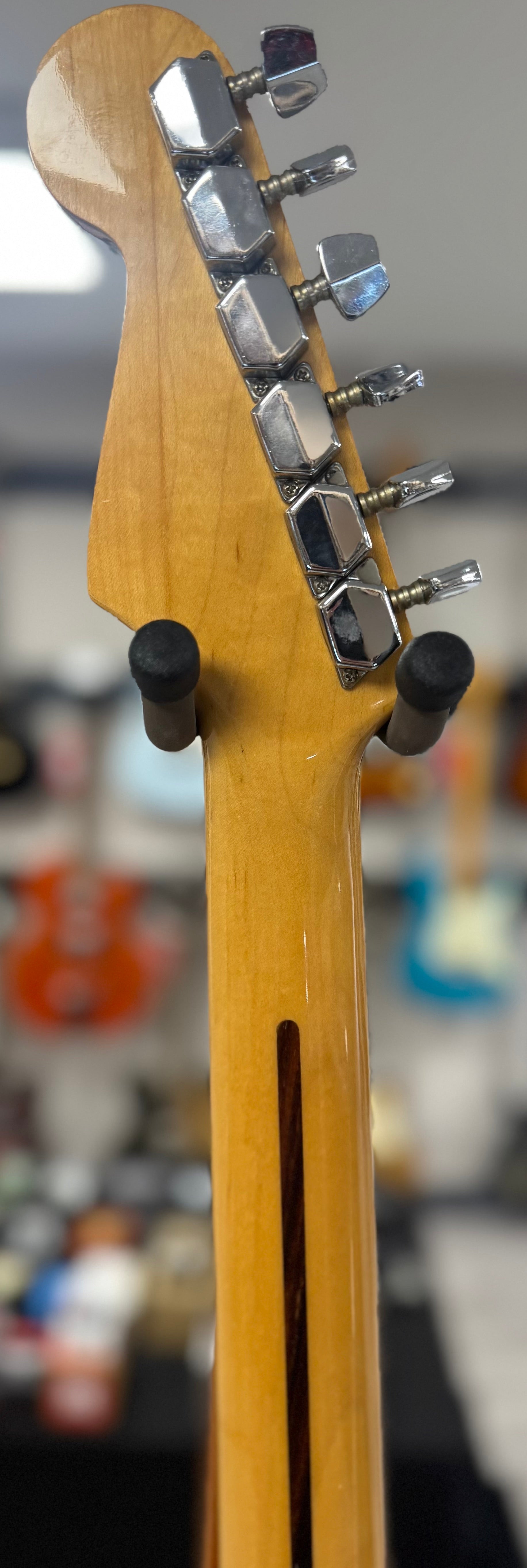 Back of neck of Used 1989 Squier II Contemporary Strat Red TSS6095