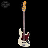 Full front of Used 2023 Fender American Pro II Jazz Bass White.