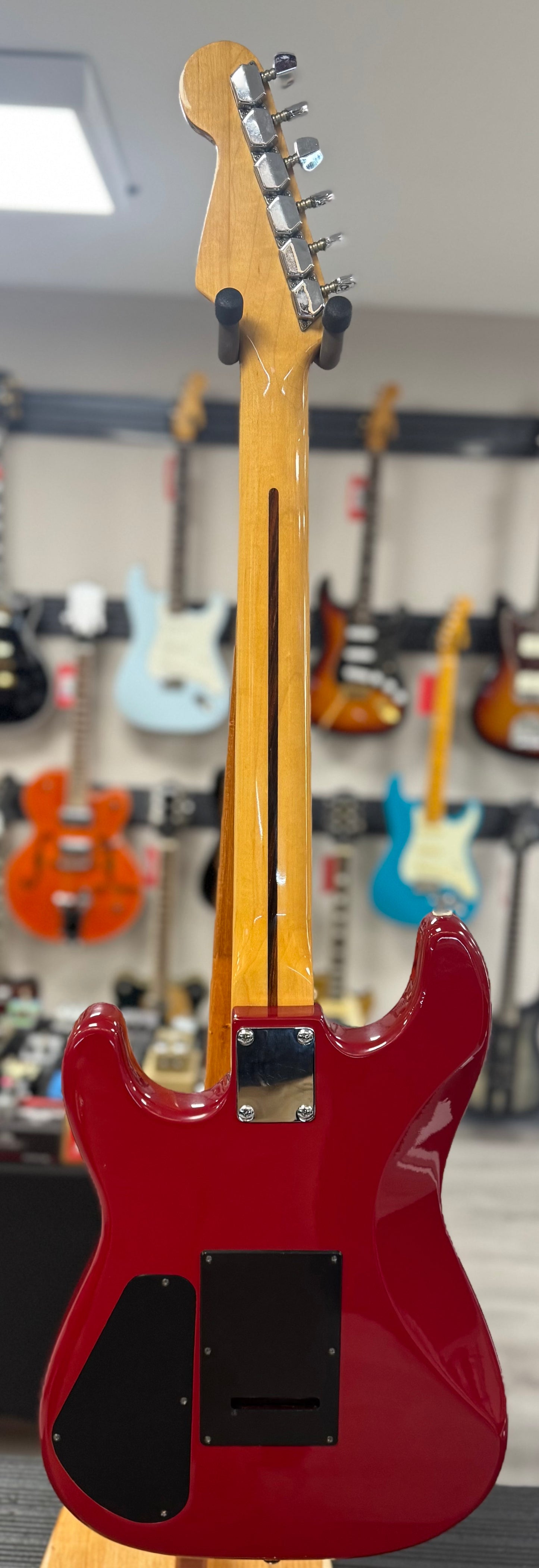 Full back of Used 1989 Squier II Contemporary Strat Red TSS6095