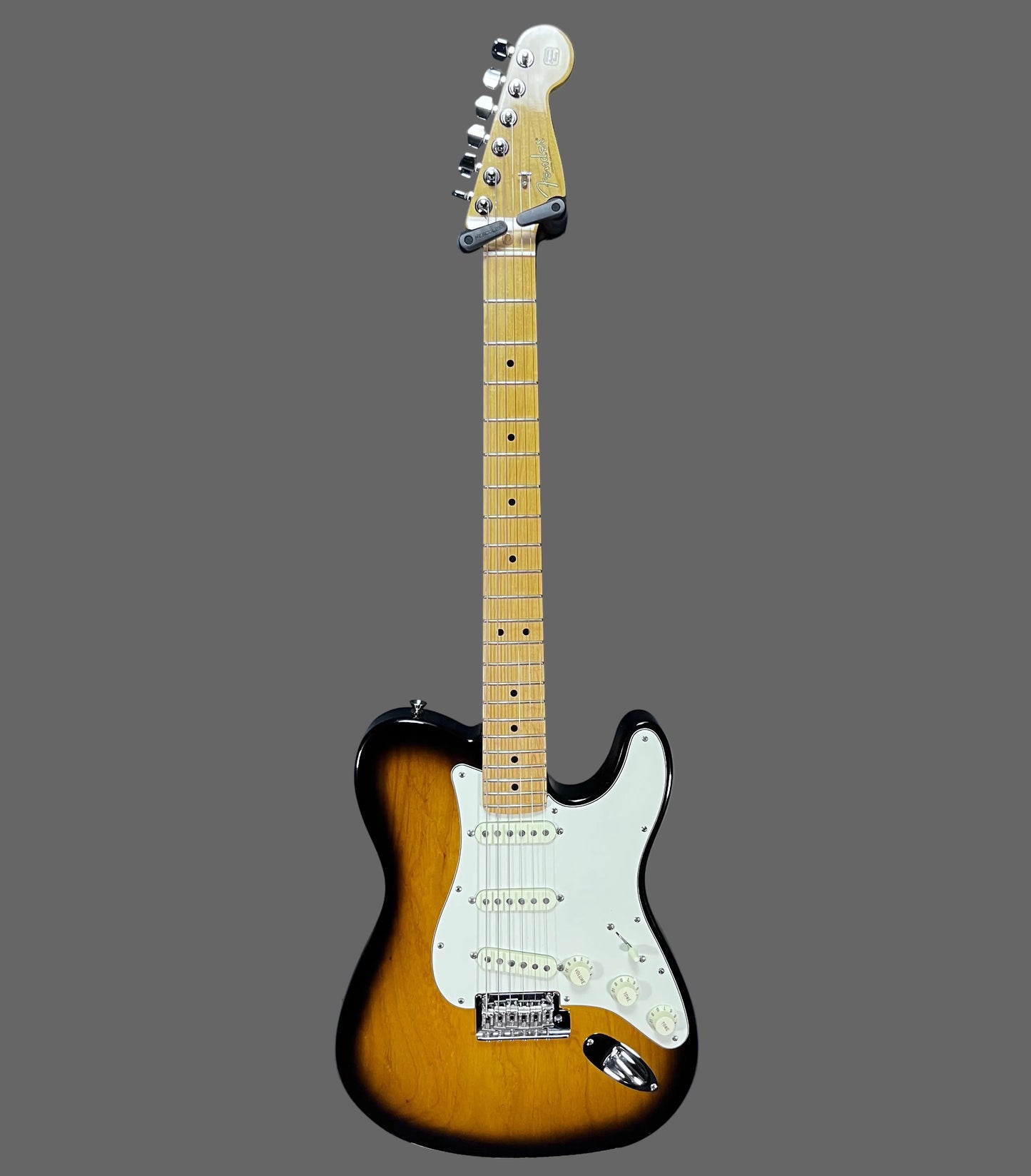 Full front of Used 2017 Fender Limited Edition Strat-Tele Hybrid 2 Tone Sunburst w/Case TFW2733