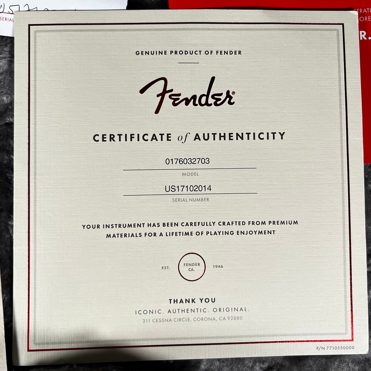 COA of Used 2017 Fender Limited Edition Strat-Tele Hybrid 2 Tone Sunburst w/Case TFW2733