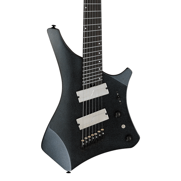 Front of Ibanez A527IPT A Alpha series 7 String Iron Pewter.