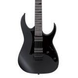 Front of Ibanez GRGR131EXBKF GIO Black Flat Electric Guitar.