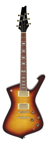 Full frontal of Ibanez IC420FM Iceman Violin Sunburst.