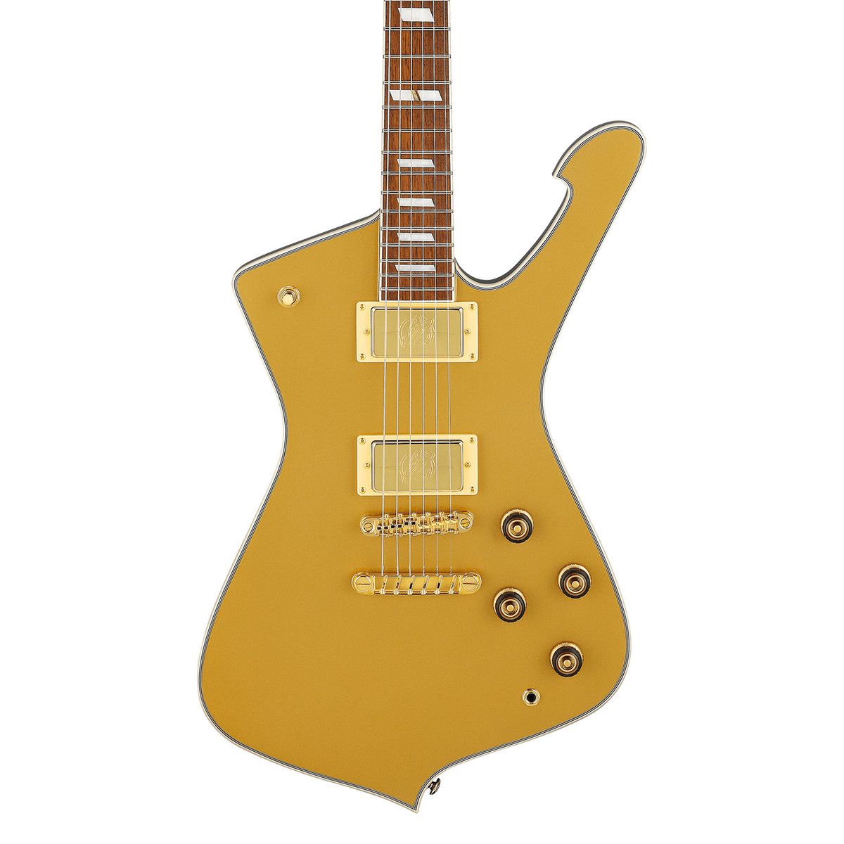 Front of Ibanez Iceman IC420GD Gold.