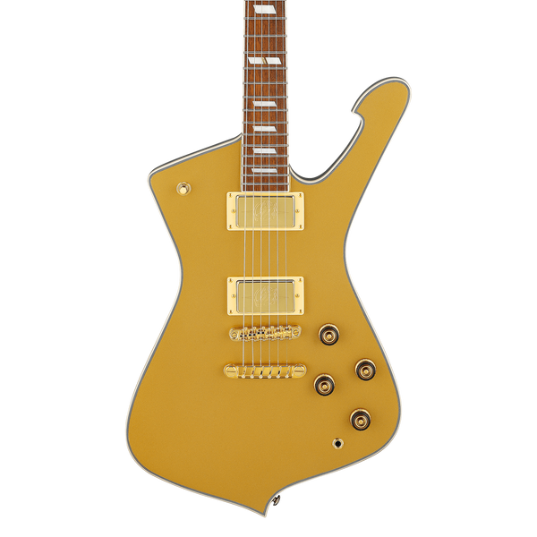 Front of Ibanez Iceman IC420GD Gold.