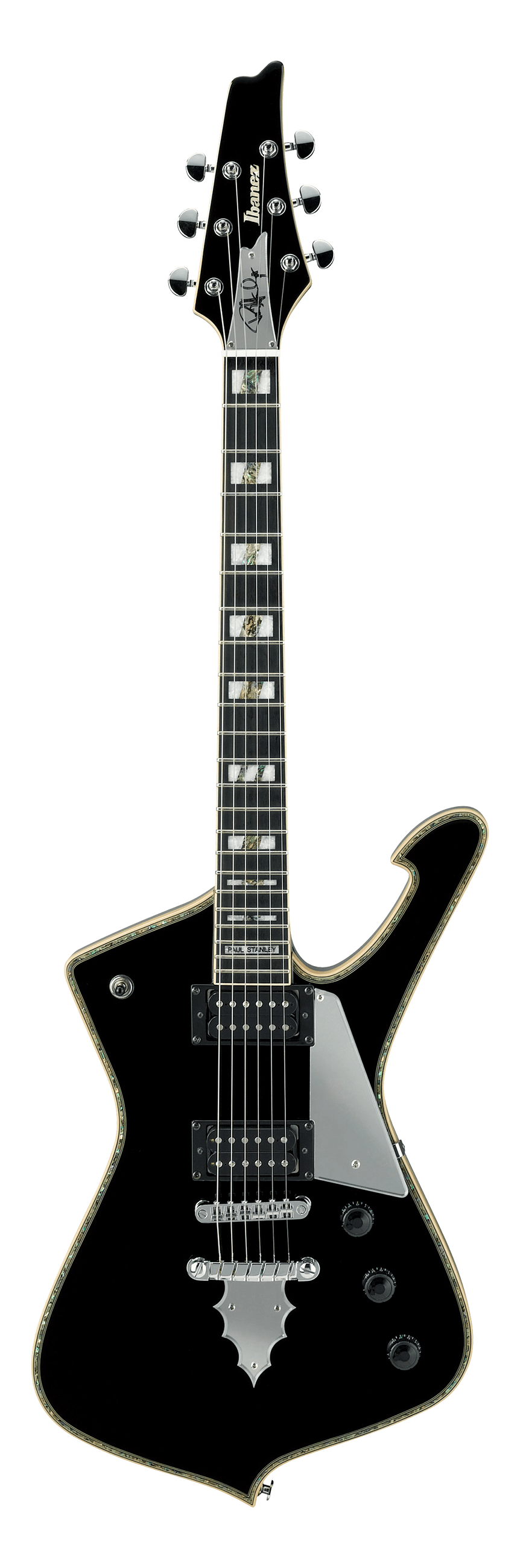 Full frontal of Ibanez PS120 Paul Stanley Signature Black.