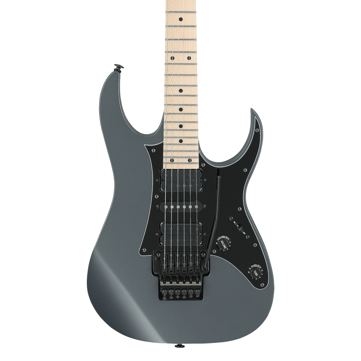 Front of Ibanez RG550GRF Grey Metallic Flat.