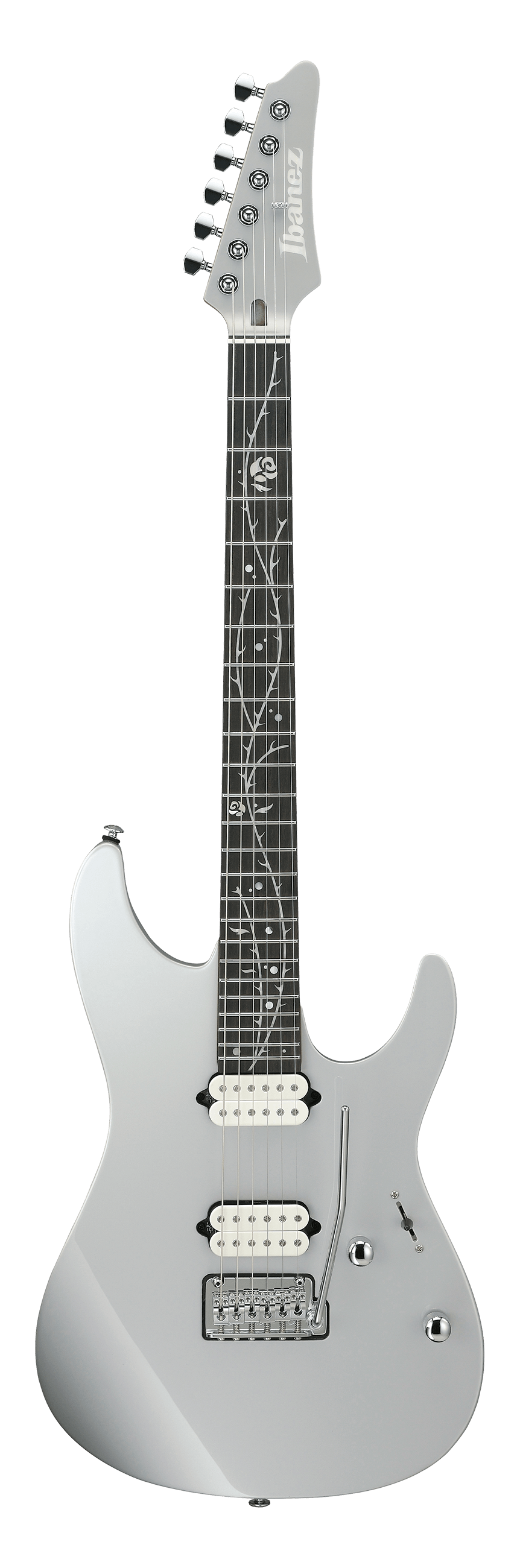 Full frontal of Ibanez TOD10 Tim Henson Signature Classic Silver.