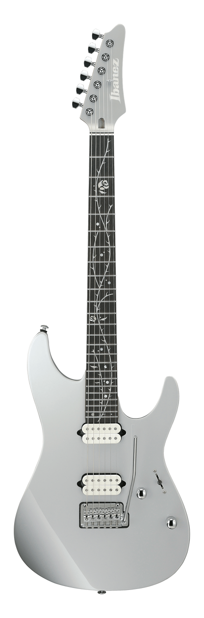 Full frontal of Ibanez TOD10 Tim Henson Signature Classic Silver.