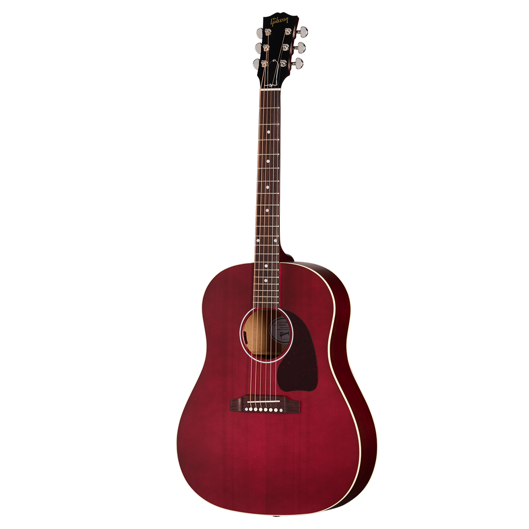 Full shot of Gibson J-45 Special Satin Wine Red w/bag