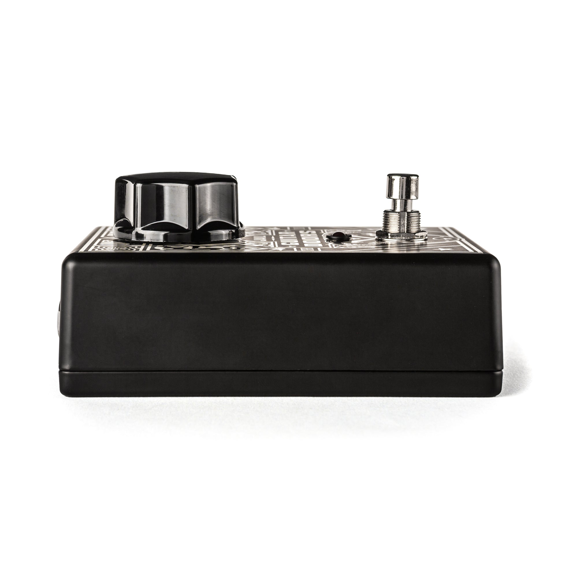 Left side of MXR Jail Guitar Doors Overdrive.