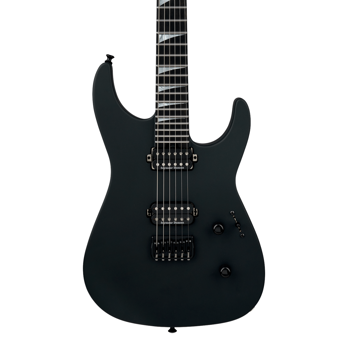 Front of Jackson American Series Soloist SL2 DX HT Ebony Satin Black.