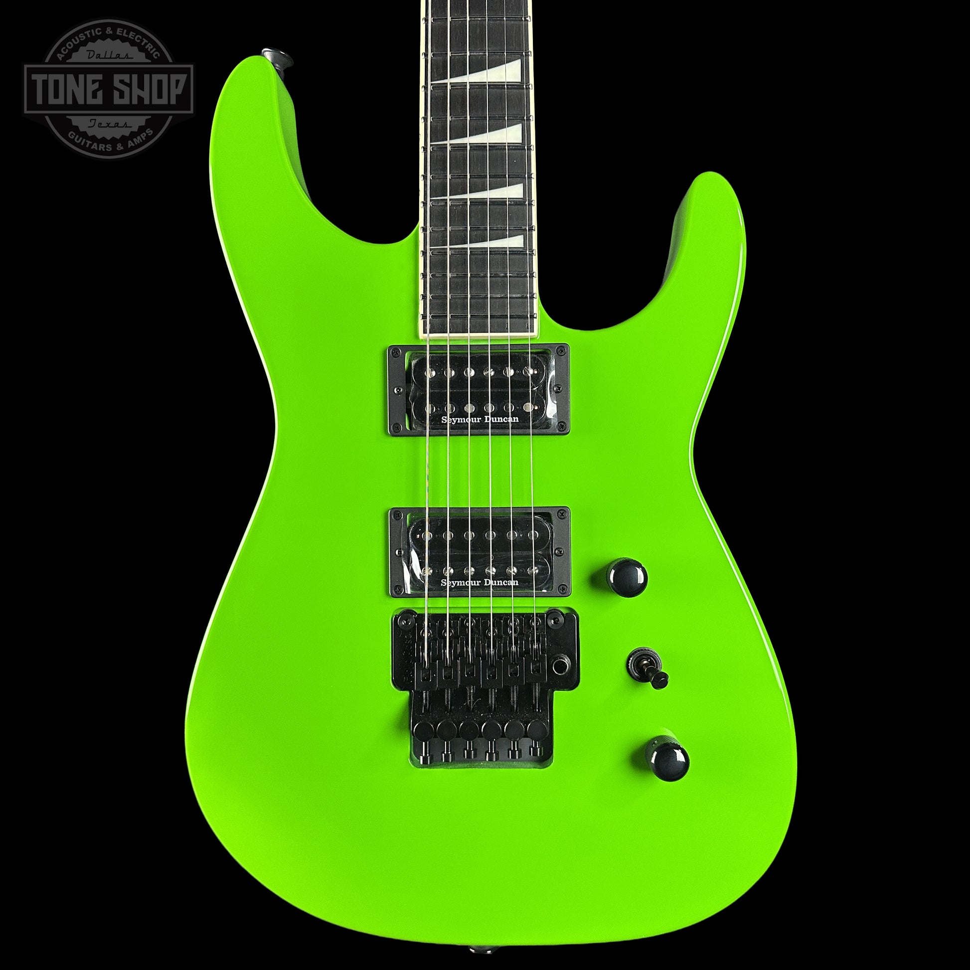 Front of Jackson Custom Shop TSG Illuminati SL2H FR  Kawasabi Green.