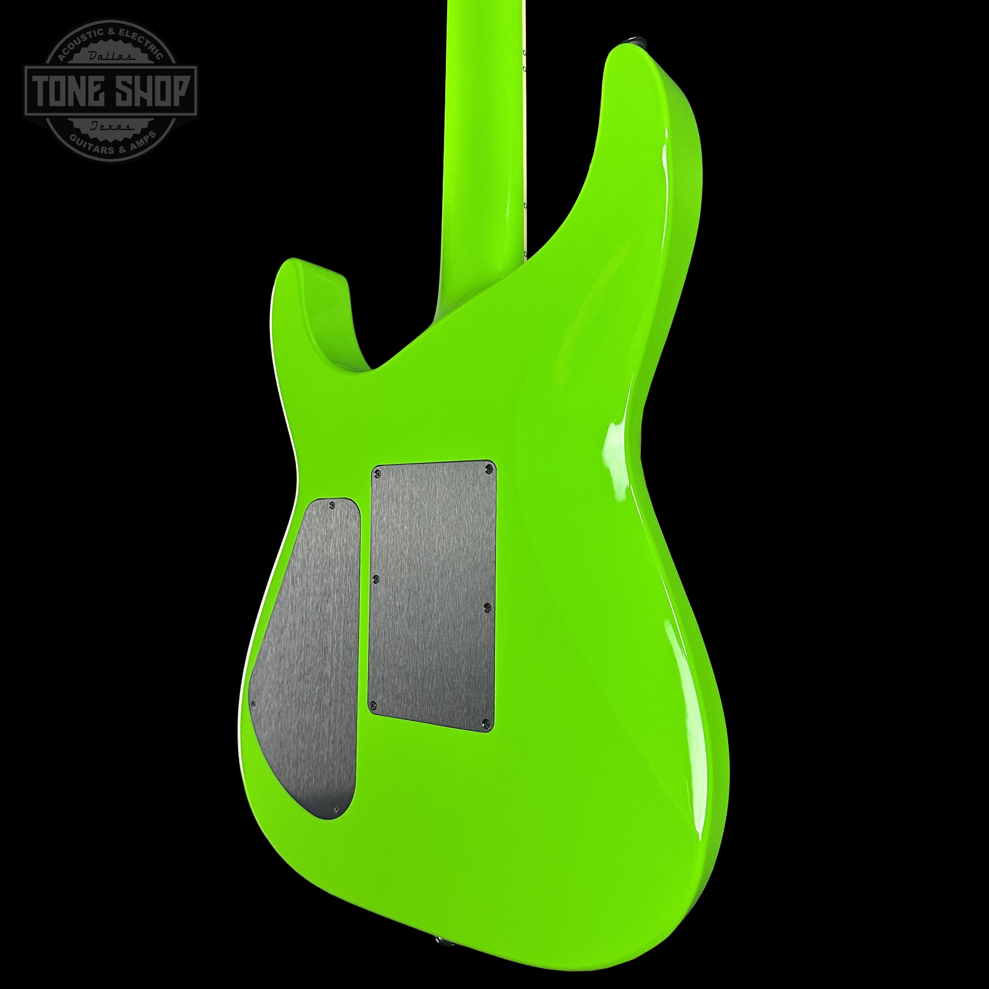 Back right angle of Jackson Custom Shop TSG Illuminati SL2H FR  Kawasabi Green body.