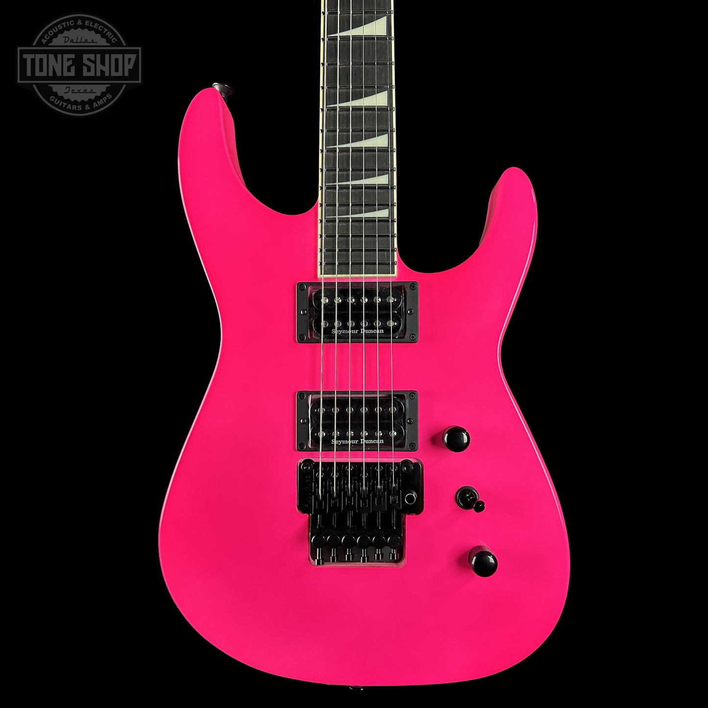 Front of Jackson Custom Shop TSG Illuminati SL2H FR  Neon Pink J11328.