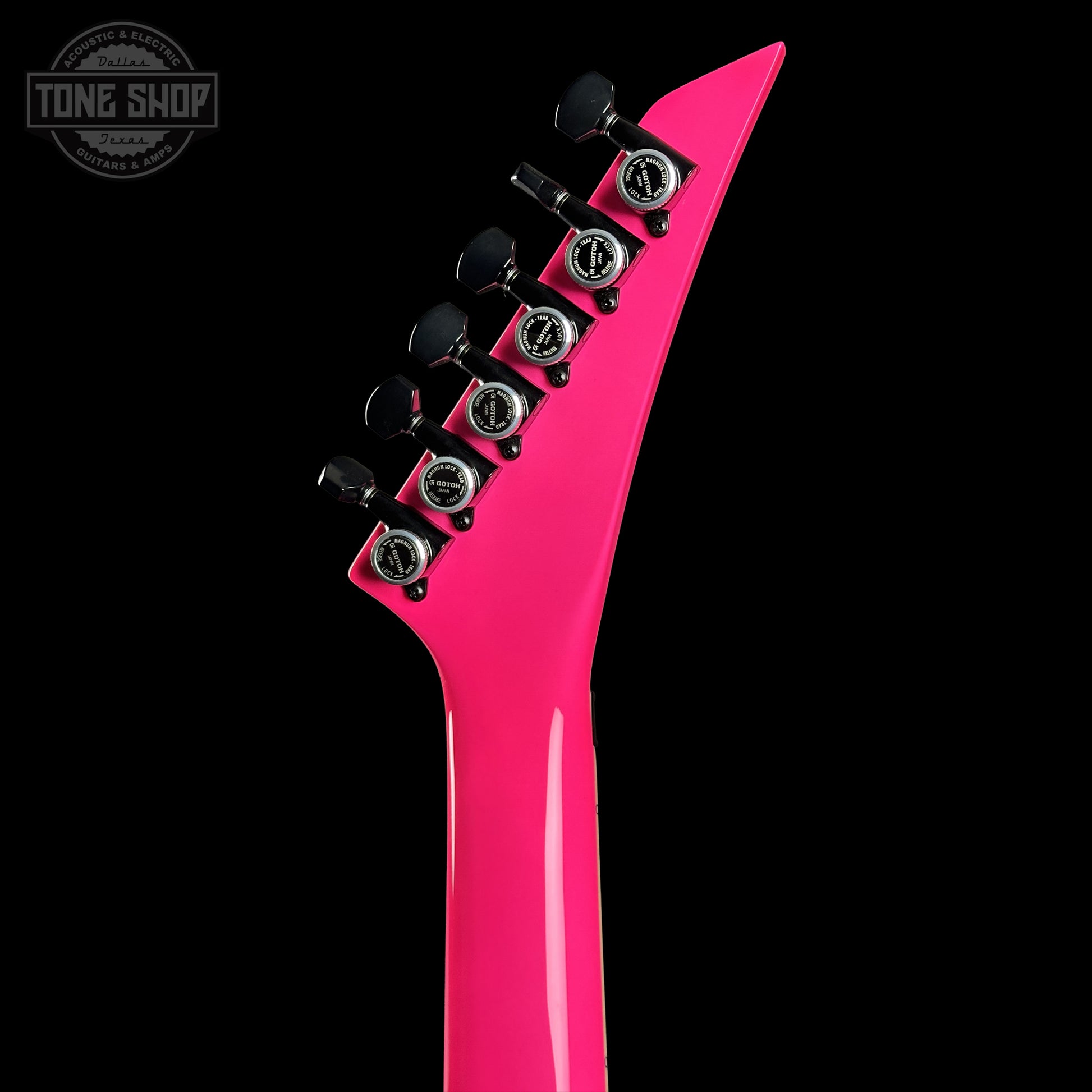 Back of Jackson Custom Shop TSG Illuminati SL2H FR  Neon Pink J11328 neck.