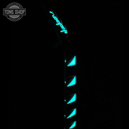 Jackson Custom Shop TSG Illuminati SL2H FR Vanilla Shake wcase J11274 neck and headstock glow in the dark.