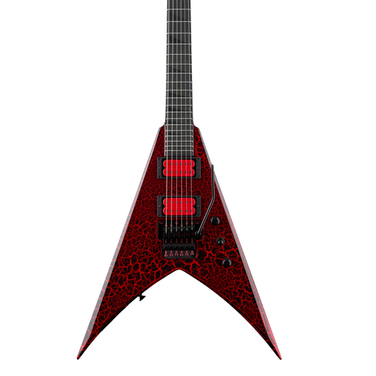 Front of Jackson Custom Shop USA Special Edition King V NOS Red Crackle.