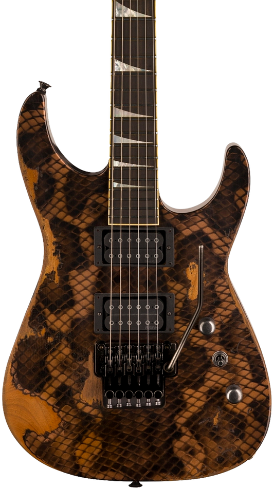 Front of Jackson Custom Shop Usa Special Edition Dinky Roasted Rattler.