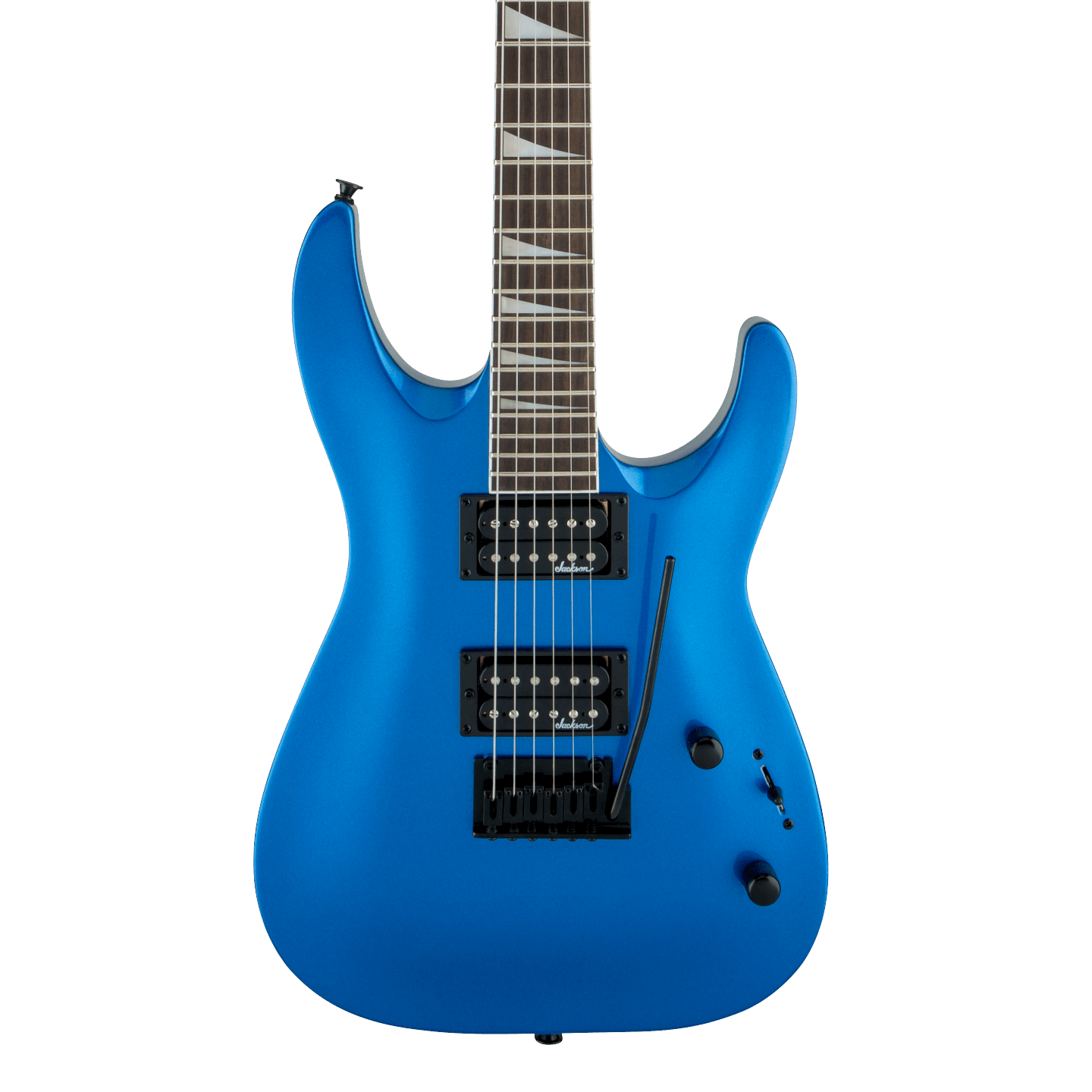 Front of Jackson JS Series Dinky JS22 DKA Metallic Blue.