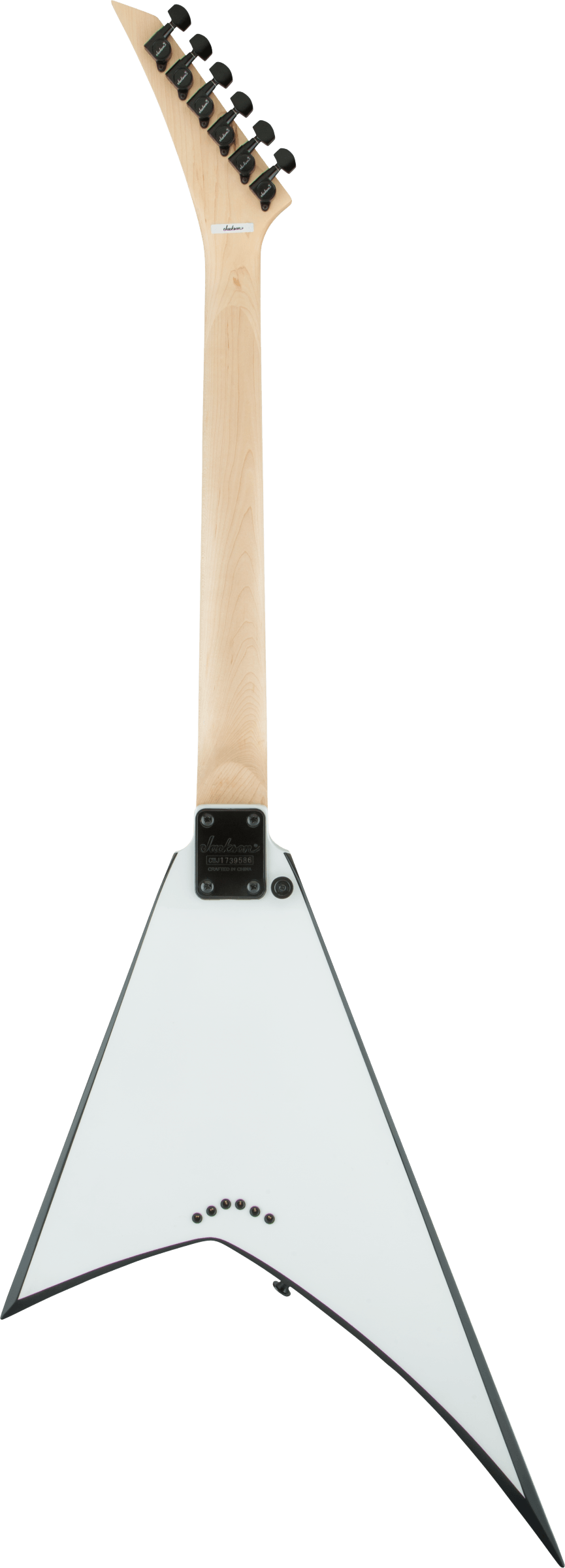 Back of Jackson JS Series Rhoads JS32T White Black Bevel.