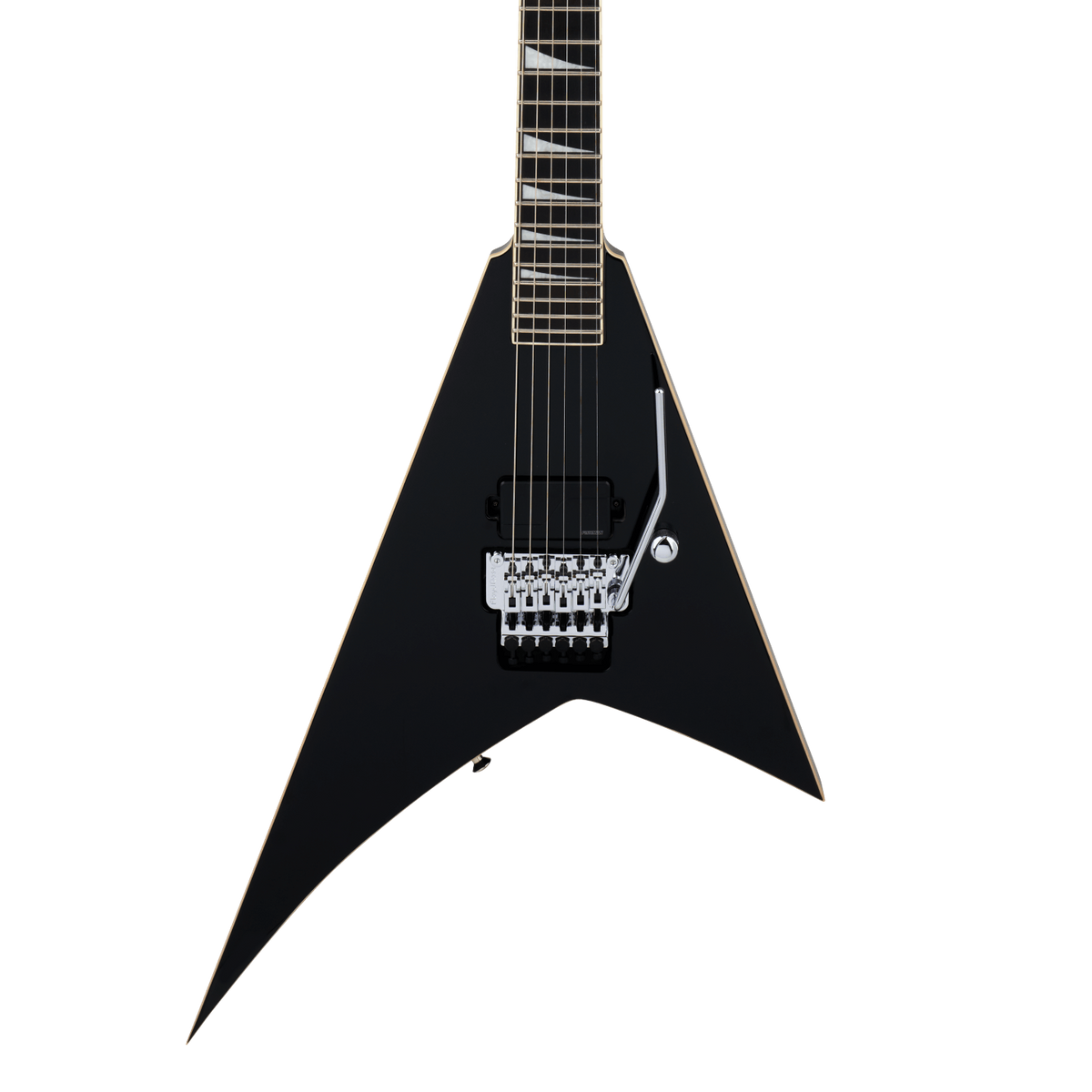 Front of Jackson Pro Plus Pure Metal LE Rhoads RR1A Ebony Gloss Black.