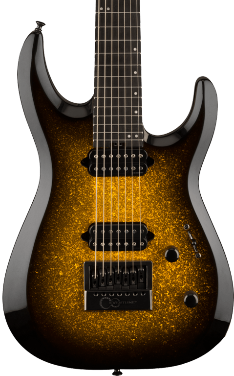 Front of Jackson Pro Plus Series DK Modern EVTN7 EB Gold Sparkle.