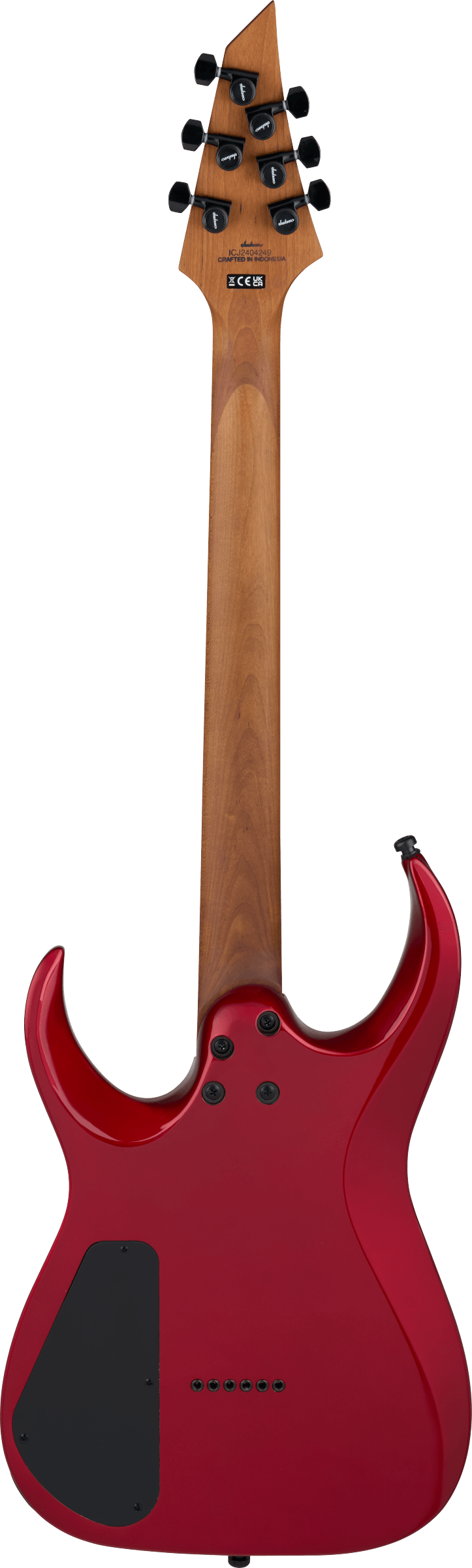 Back of Jackson Pro Series Misha Mansoor Juggernaut HT6 Ebony Red Crystal.