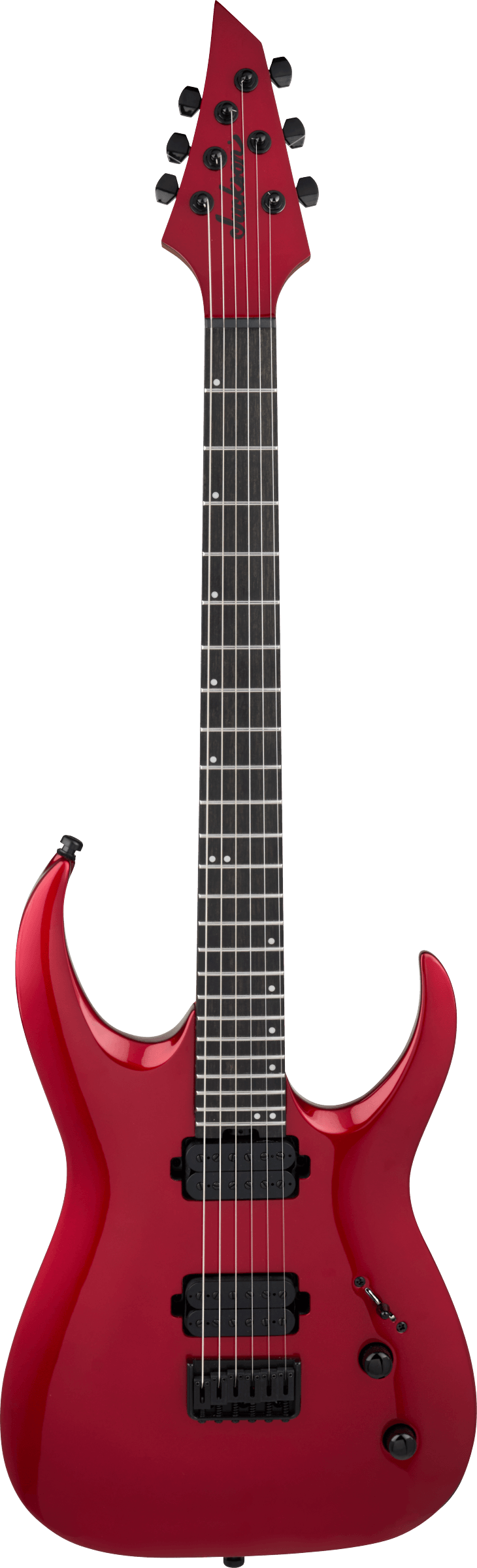 Full frontal of Jackson Pro Series Misha Mansoor Juggernaut HT6 Ebony Red Crystal.