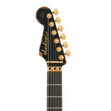 Headstock of Jackson Pro Series Signature Phil Collen PC1-E Ebony Worn Black.