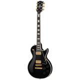 Full frontal of Gibson Custom Les Paul Custom Long Scale Ebony.