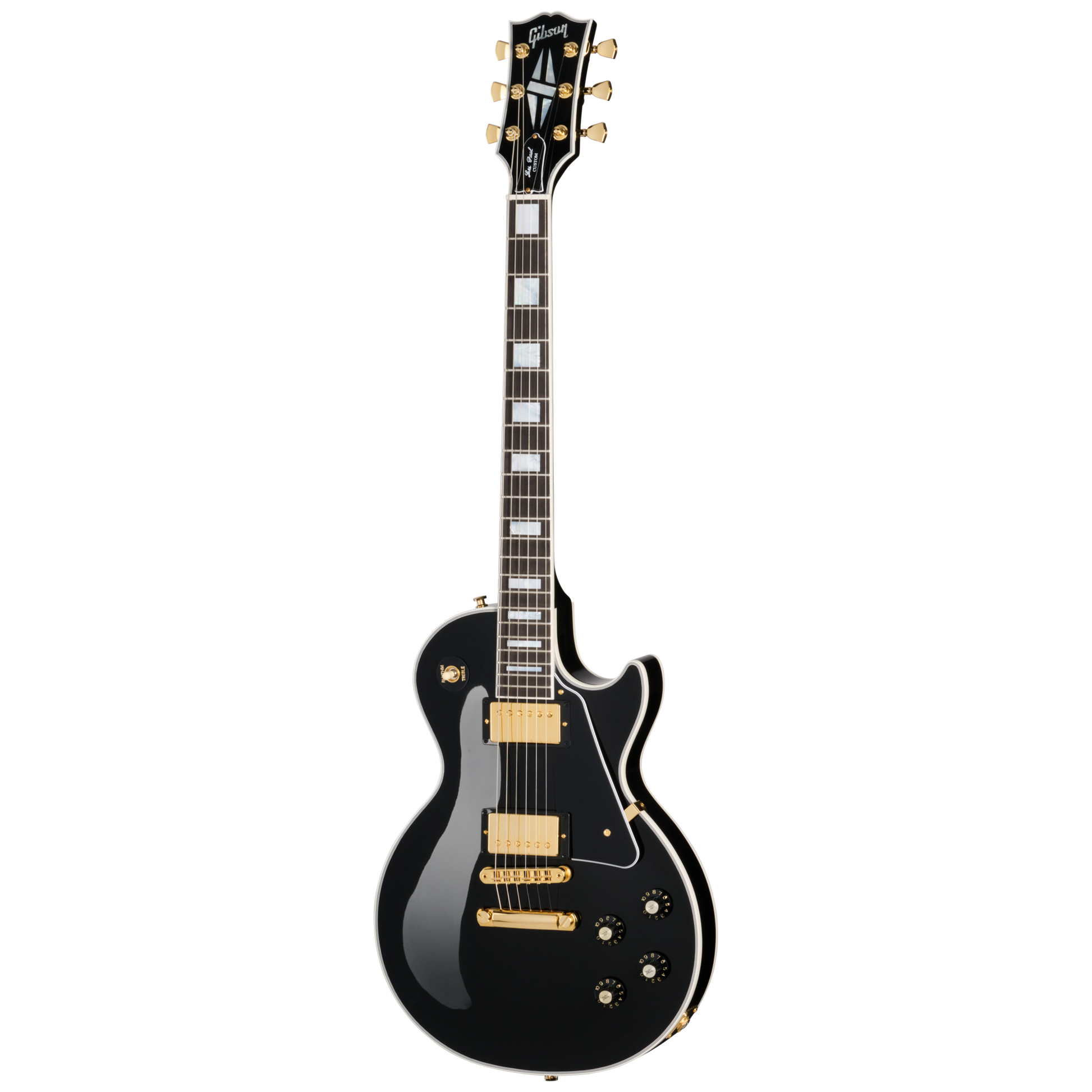 Full frontal of Gibson Les Paul Custom 70s Ebony.