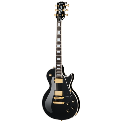 Full frontal of Gibson Les Paul Custom 70s Ebony.