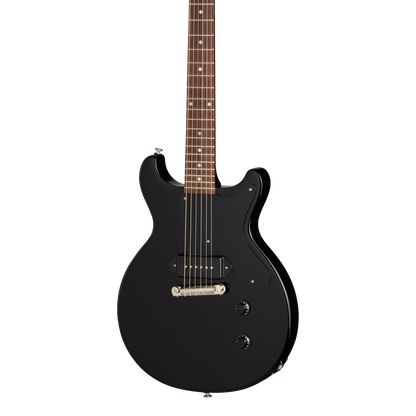 Front of Gibson USA Les Paul Junior Double Cutaway Ebony.
