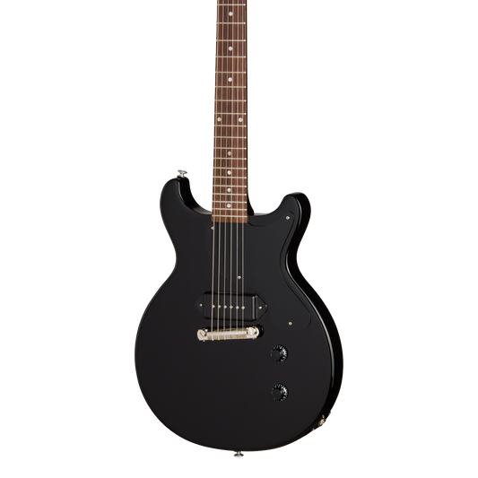 Front of Gibson USA Les Paul Junior Double Cutaway Ebony.