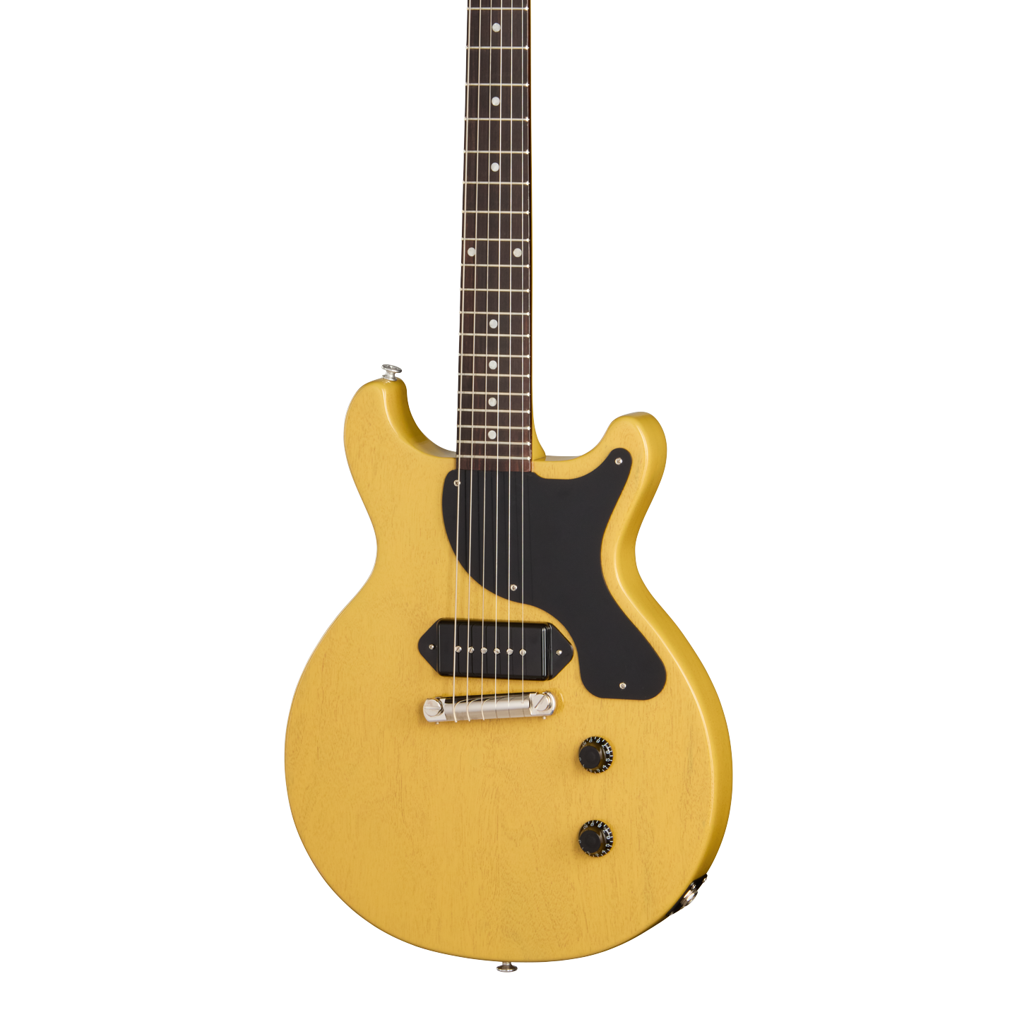 Front of Gibson USA Les Paul Junior Double Cutaway TV Yellow.
