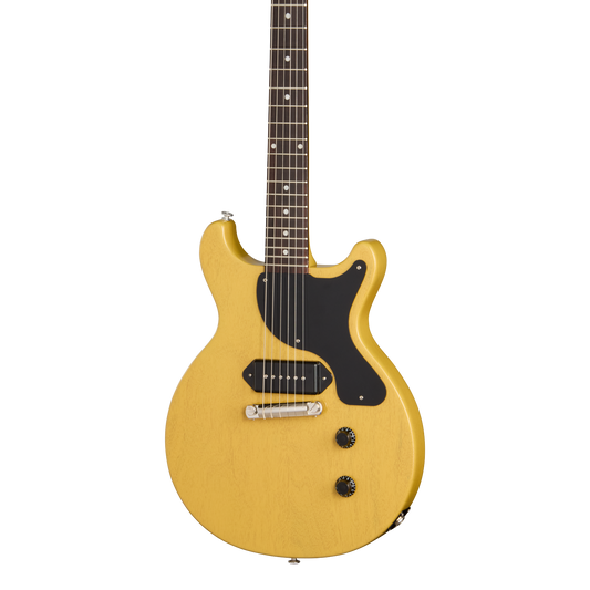 Front of Gibson USA Les Paul Junior Double Cutaway TV Yellow.