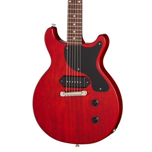 Front of Gibson USA Les Paul Junior Double Cutaway Vintage Cherry.