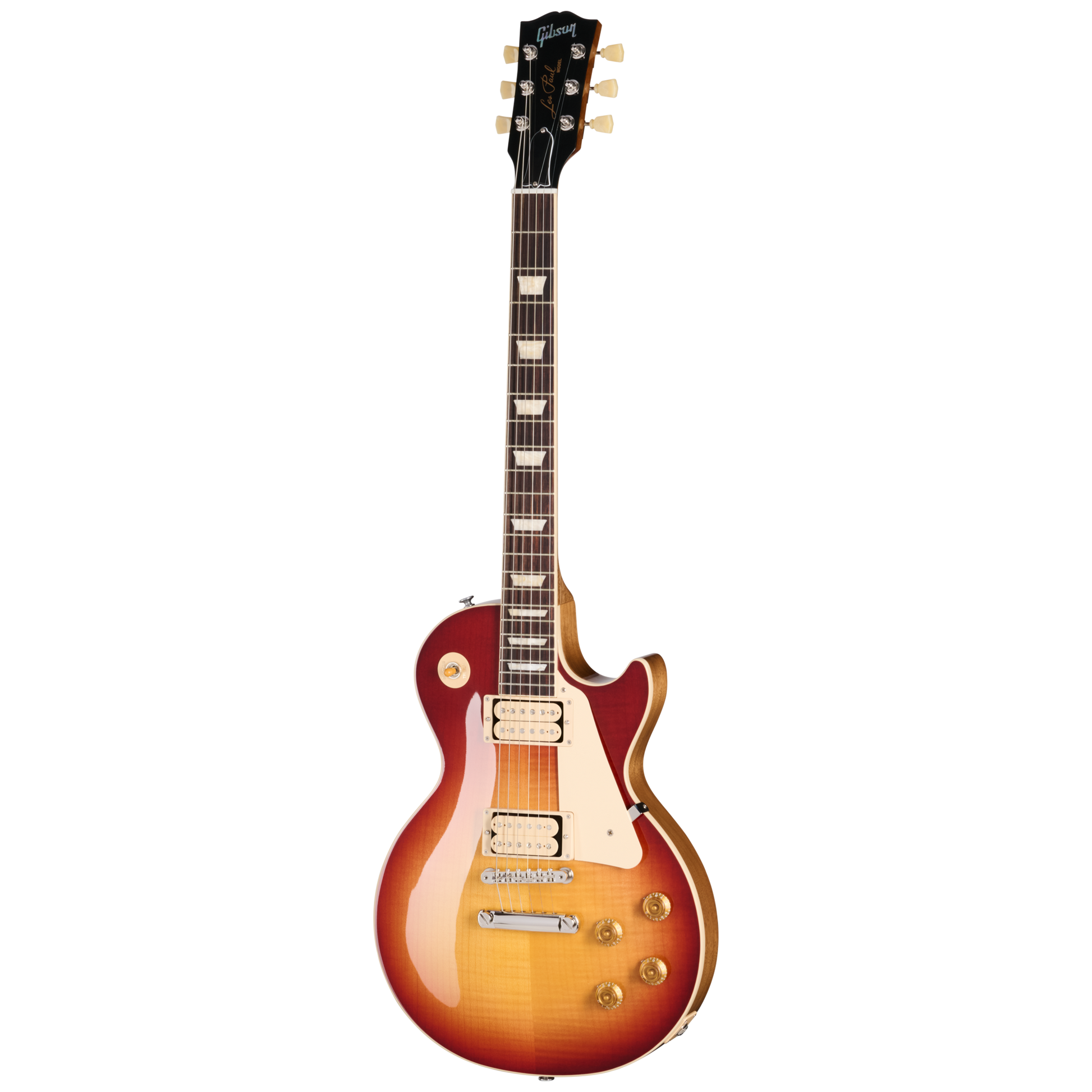 Full frontal of Gibson Les Paul Standard 50s Double Trouble Vintage Bourbon Burst Gloss.