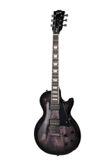 Full frontal of Gibson USA Les Paul Studio Session Translucent Ebony Burst.