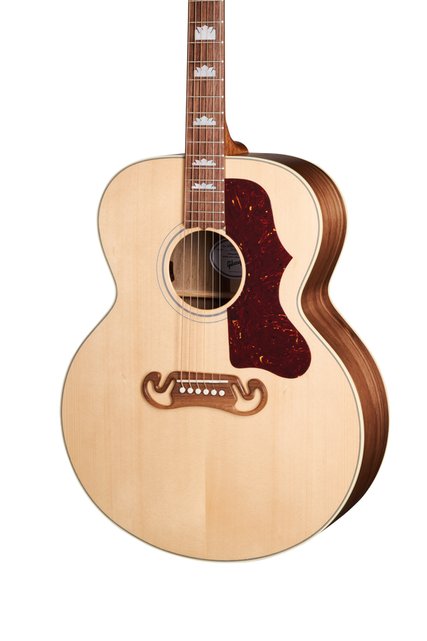 Close up of front of Gibson SJ-200 Studio Walnut Gloss Top Natural w/case