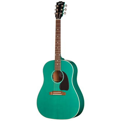 Full frontal of Gibson J 45 Standard Translucent Teal.