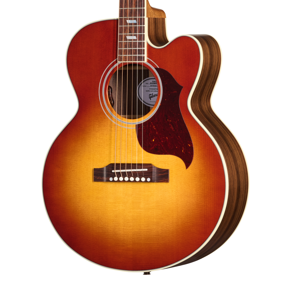 Front of Gibson Acoustic Parlor Rosewood EC Rosewood Burst LR Baggs Hi-Fi DNA.