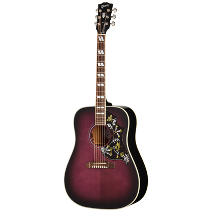 Full frontal of Gibson Hummingbird Standard Purple Burst.