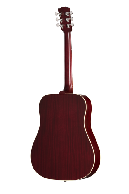 Back of Gibson Hummingbird Special Satin Wine Red.