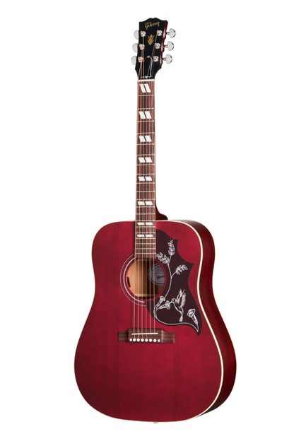 Full frontal of Gibson Hummingbird Special Satin Wine Red.